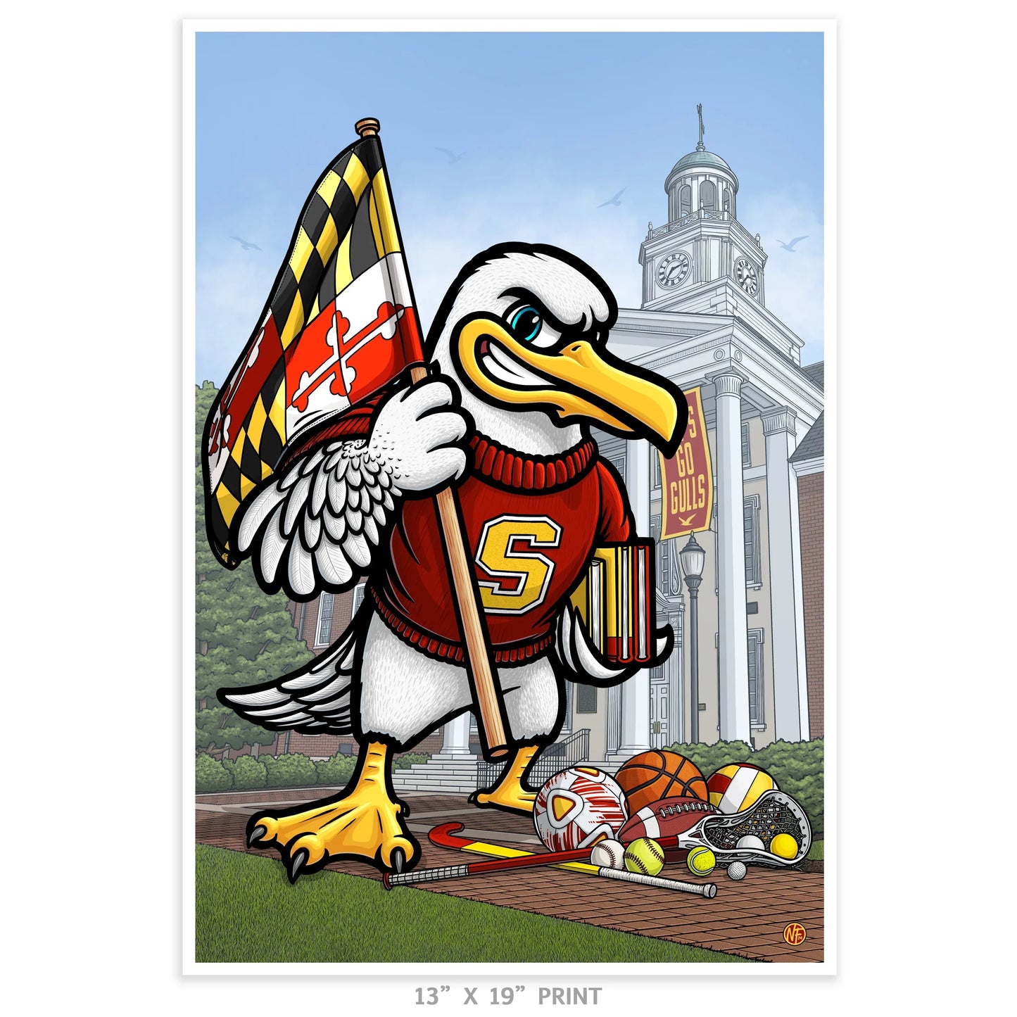 "Go Gulls!" Salisbury University Limited-Edition Print - Nick Fasnacht Illustration & Design