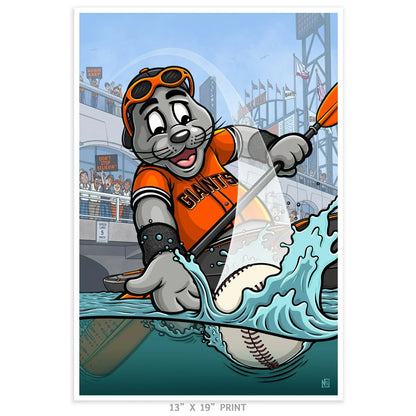 "Splash Hit" San Francisco Baseball Limited Edition Print - Nick Fasnacht Illustration & Design