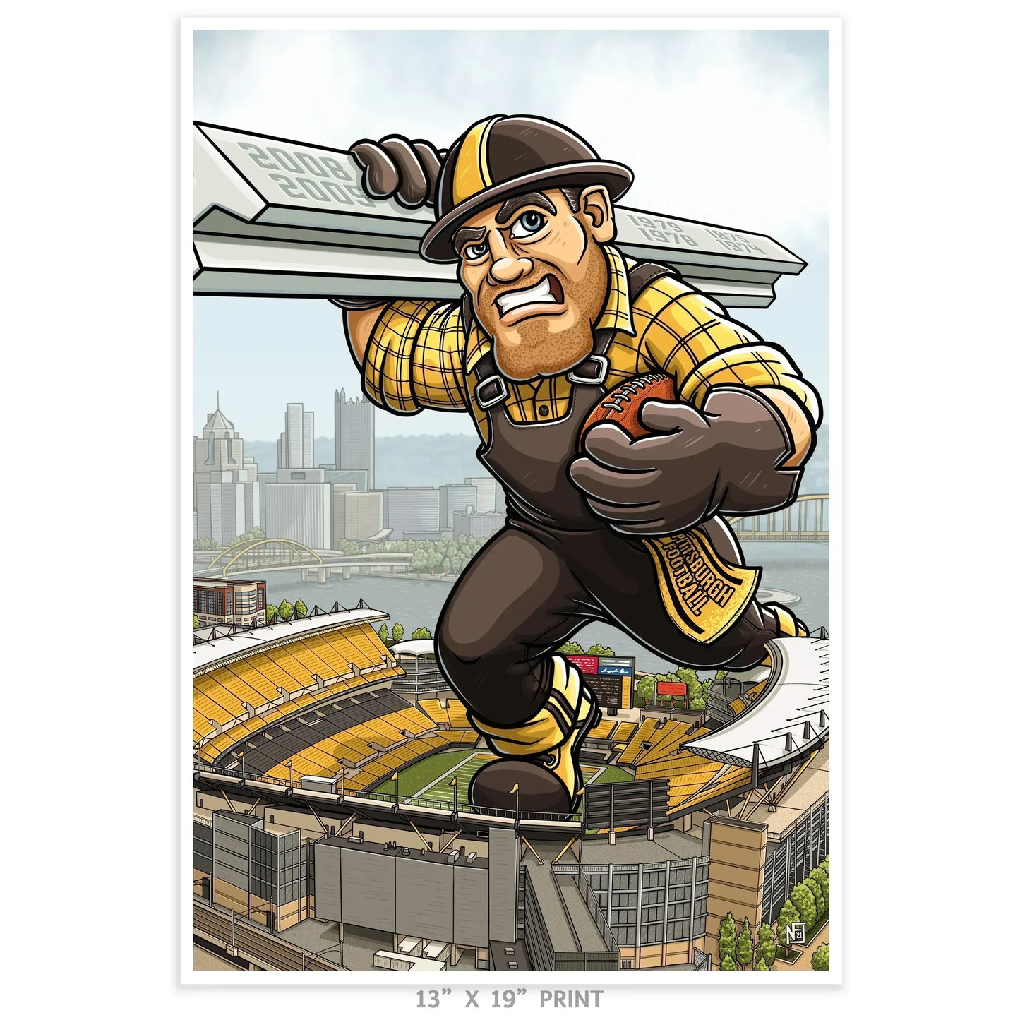 "The Black and Gold" Pittsburgh Football Limited Edition Print - Nick Fasnacht Illustration & Design