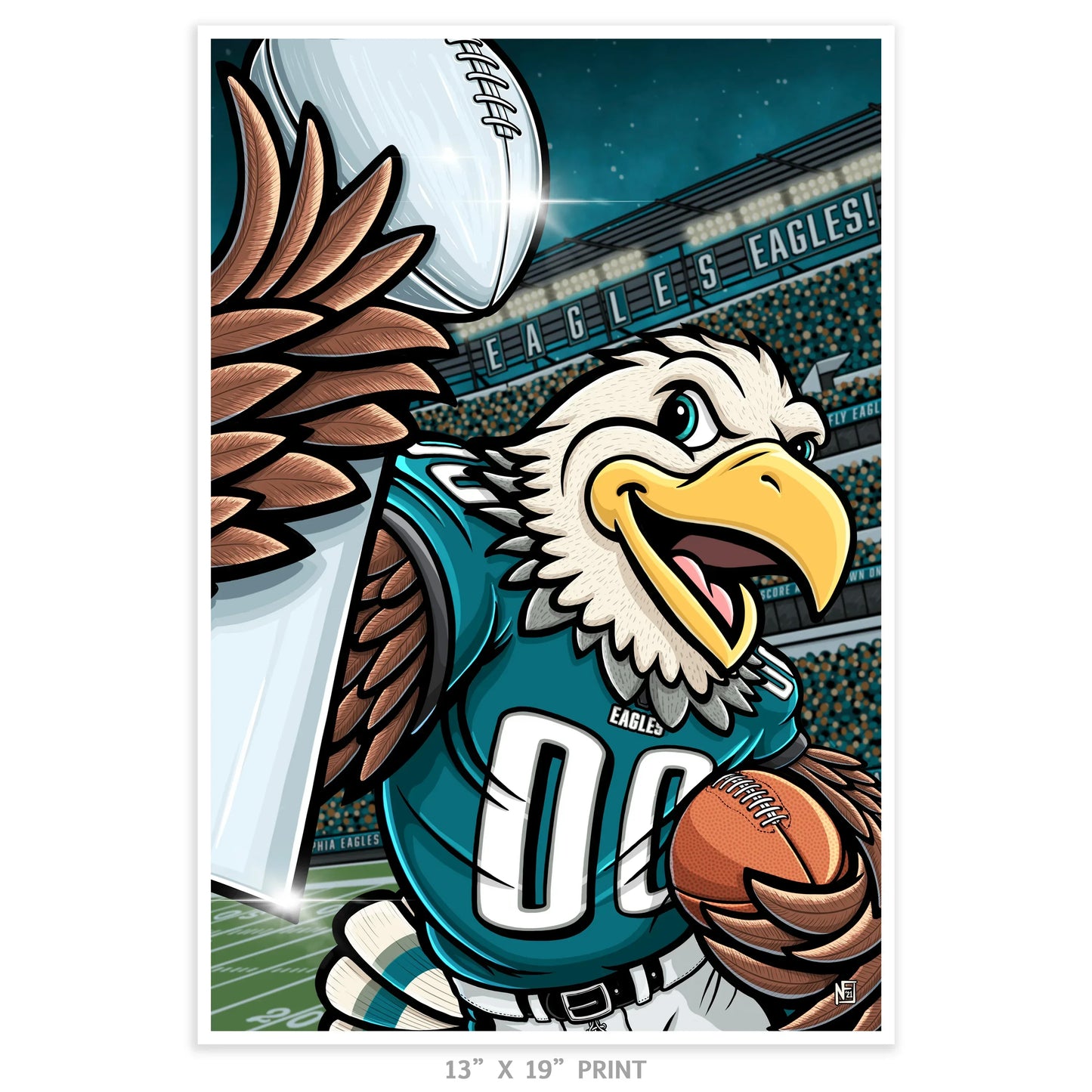 "E.A.G.L.E.S...EAGLES!" Philadelphia Football Limited Edition Print - Nick Fasnacht Illustration & Design