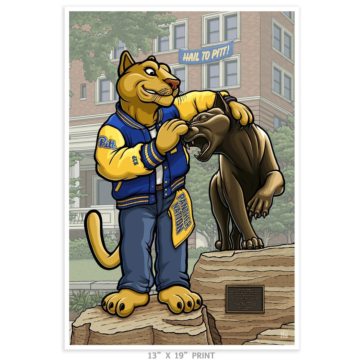 "Hail to Pitt" University of Pittsburgh Limited Edition Print - Nick Fasnacht Illustration & Design