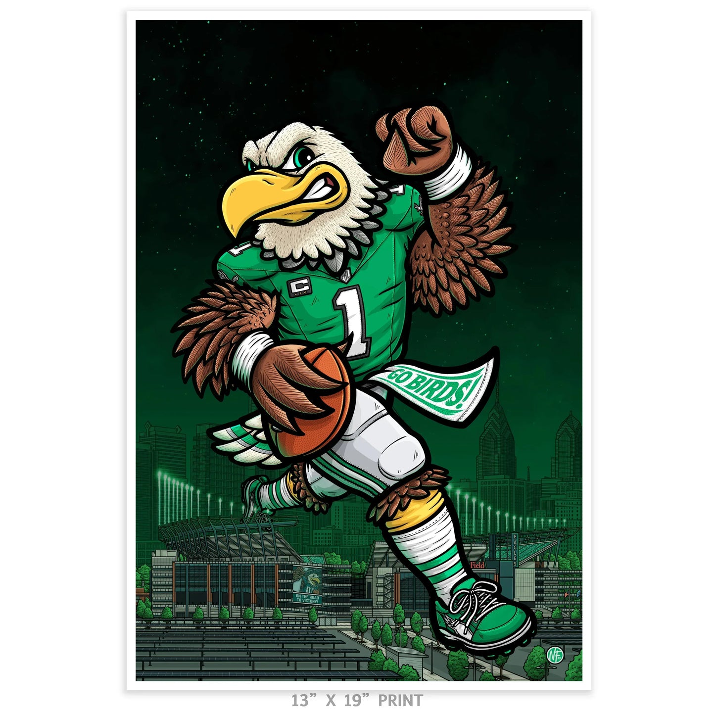 "Kelly Green" Philadelphia Eagles Football Limited Edition Print - Nick Fasnacht Illustration & Design