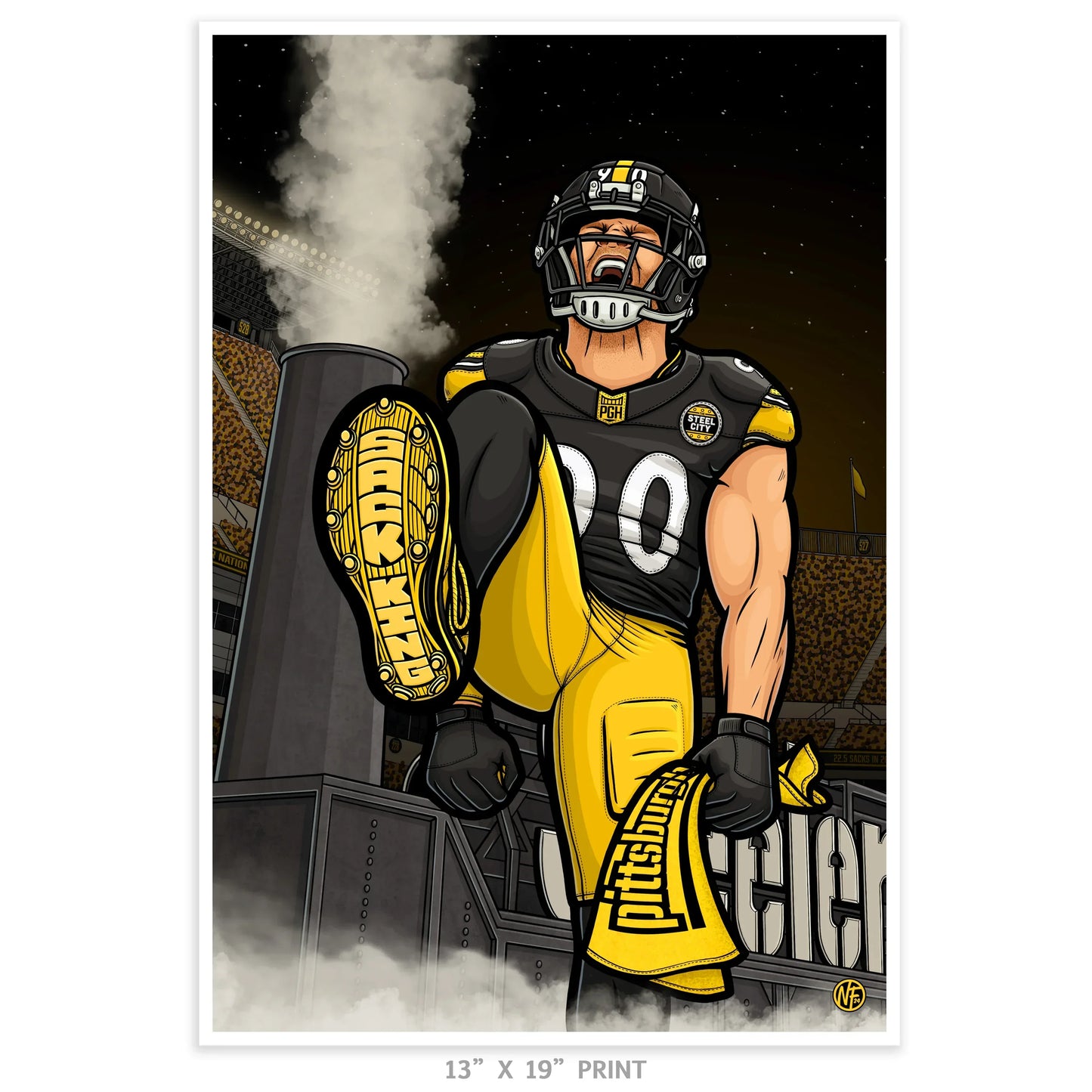 "Sack King" Pittsburgh Football Limited Edition Print - Nick Fasnacht Illustration & Design