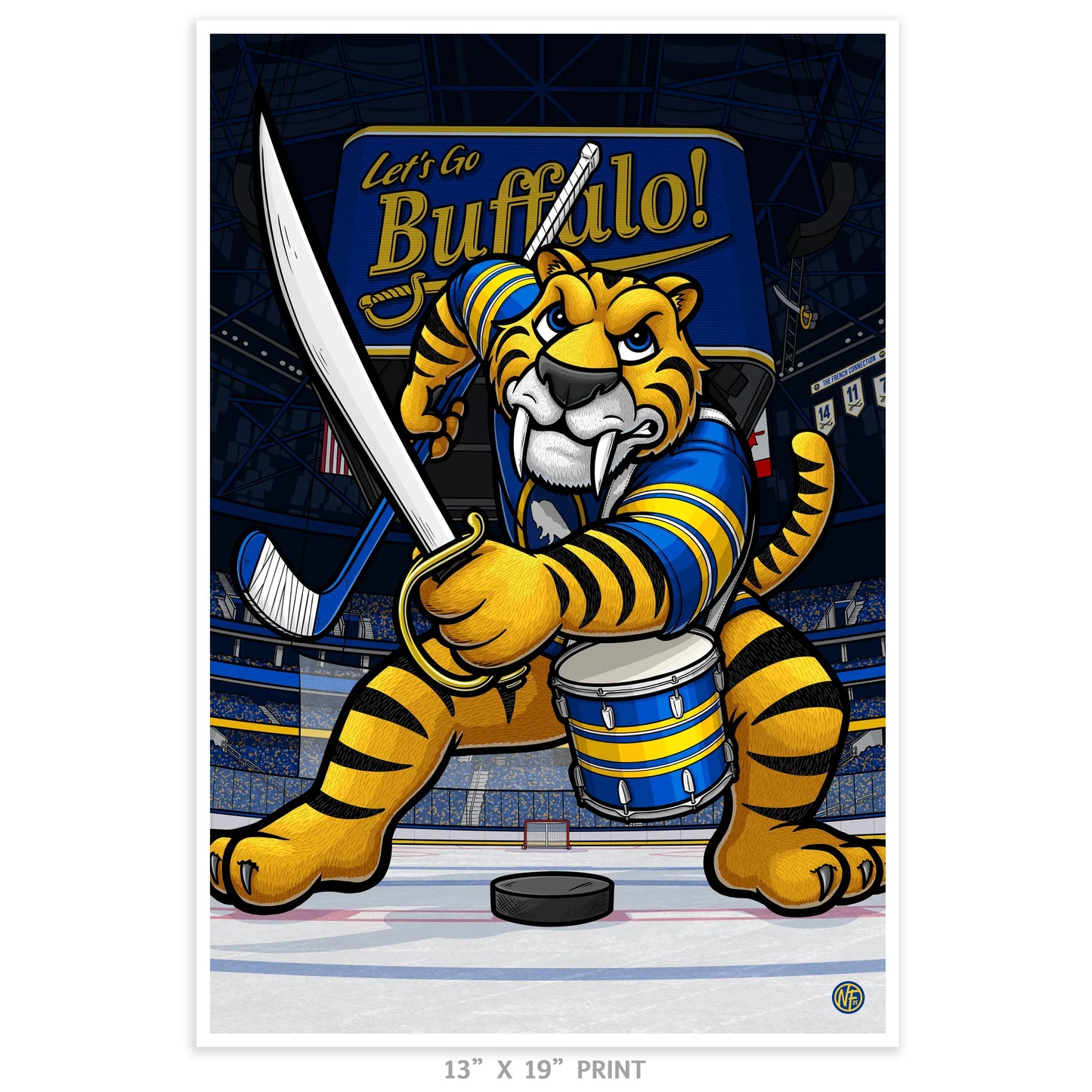 "Let's Go Buffalo!" Buffalo Hockey Print - Nick Fasnacht Illustration & Design