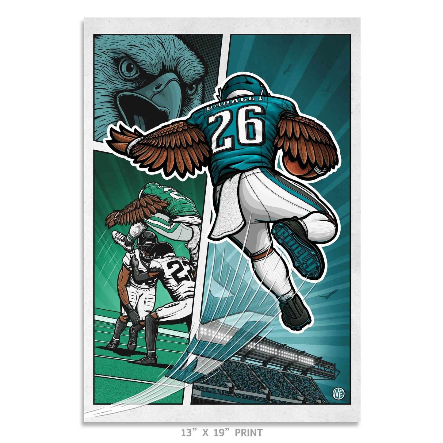 "Fly" Philadelphia Eagles Football Limited Edition Print - Nick Fasnacht Illustration & Design