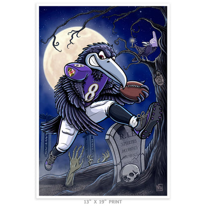 "Nevermore" Ravens Football Limited Edition Print - Nick Fasnacht Illustration & Design