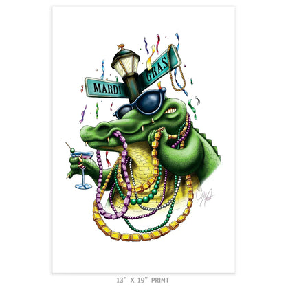 "Mardis Gras Gator" Limited Edition Print - Nick Fasnacht Illustration & Design
