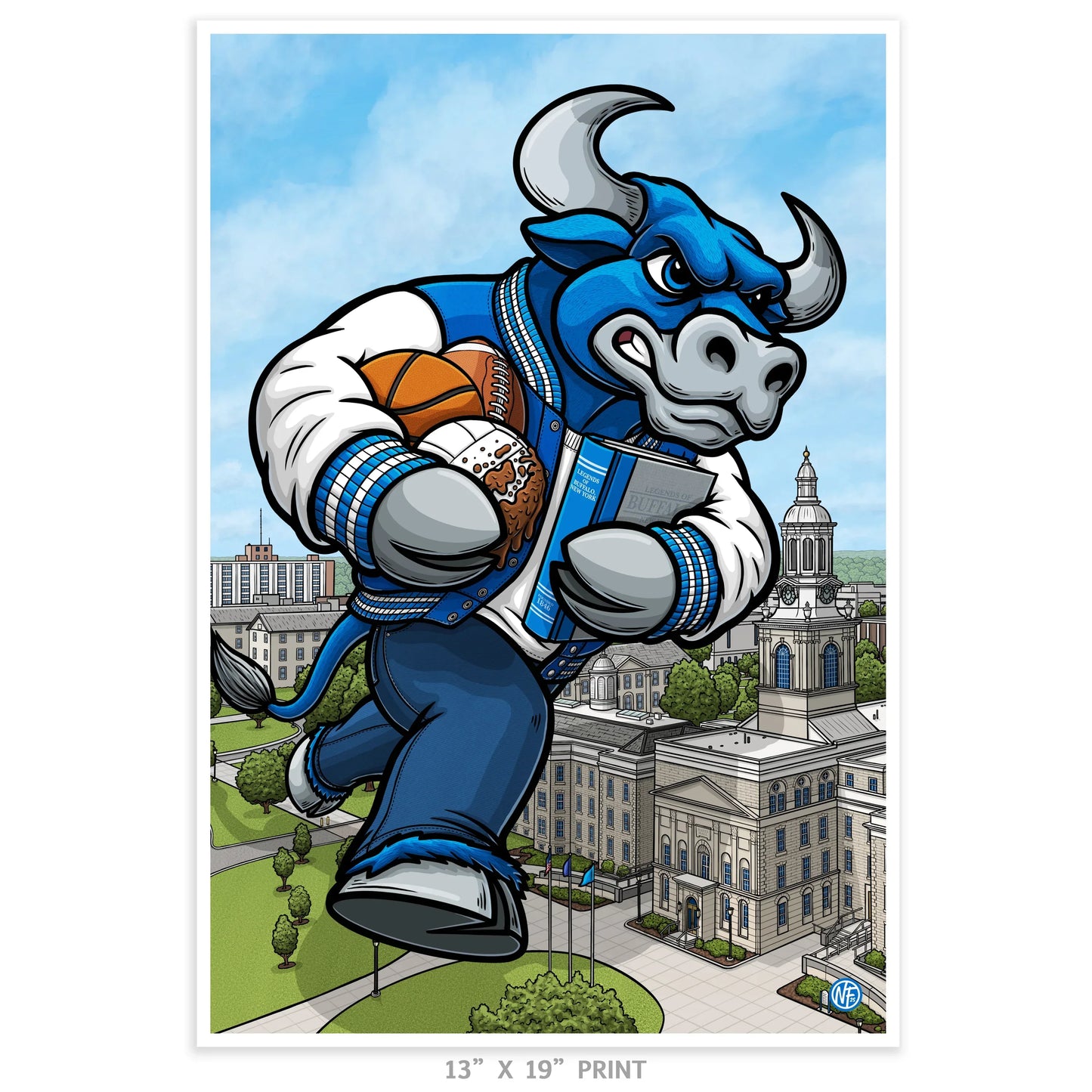 "The Bulls" University at Buffalo Limited Edition Print - Nick Fasnacht Illustration & Design