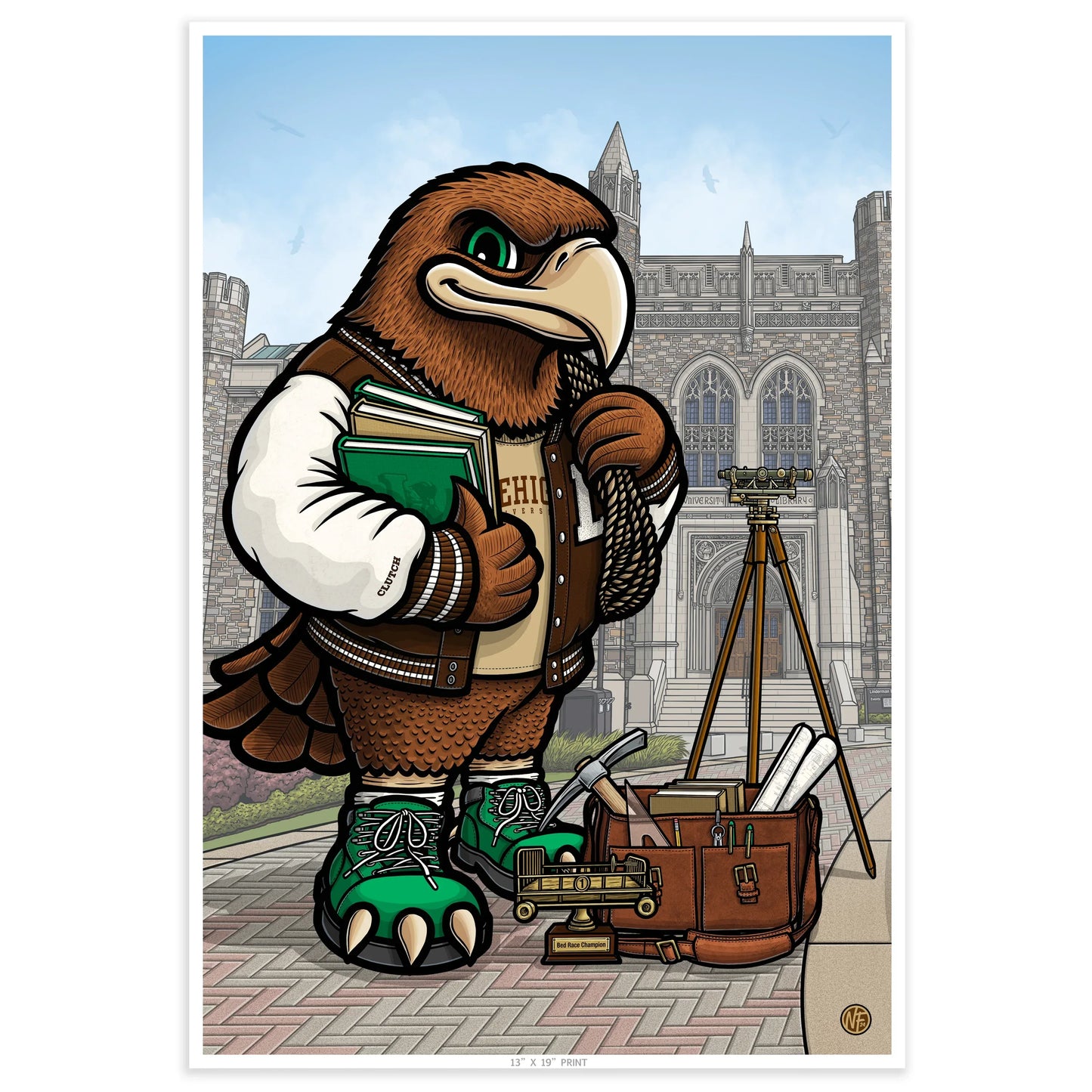 "The Brown and White" Lehigh University Limited Edition Print - Nick Fasnacht Illustration & Design