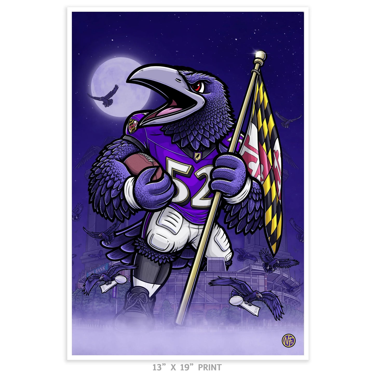 "Flock" Baltimore Ravens Limited Edition Print - Nick Fasnacht Illustration & Design