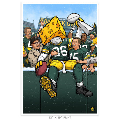 "The Leap" Green Bay Football Print - Nick Fasnacht Illustration & Design