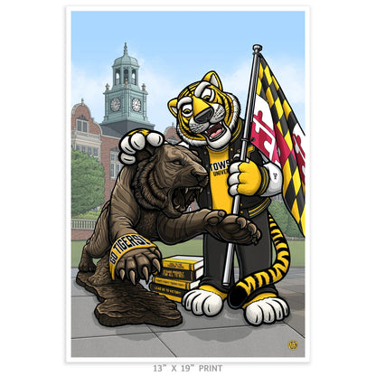 "Fight! Fight! Tigers Fight!" Towson University Limited Edition Print - Nick Fasnacht Illustration & Design