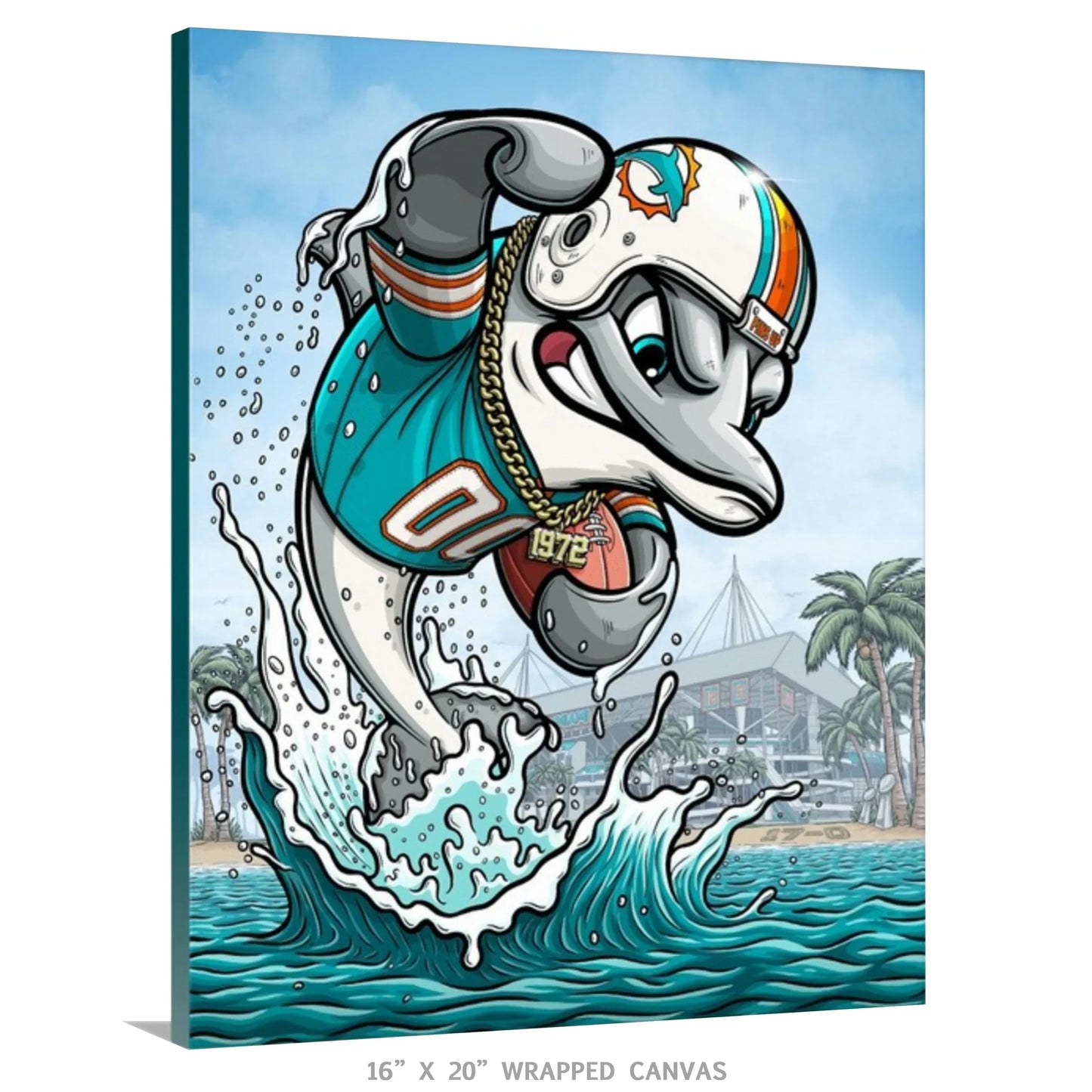 "Fins Up!" Miami Dolphins Limited Edition Print - Nick Fasnacht Illustration & Design