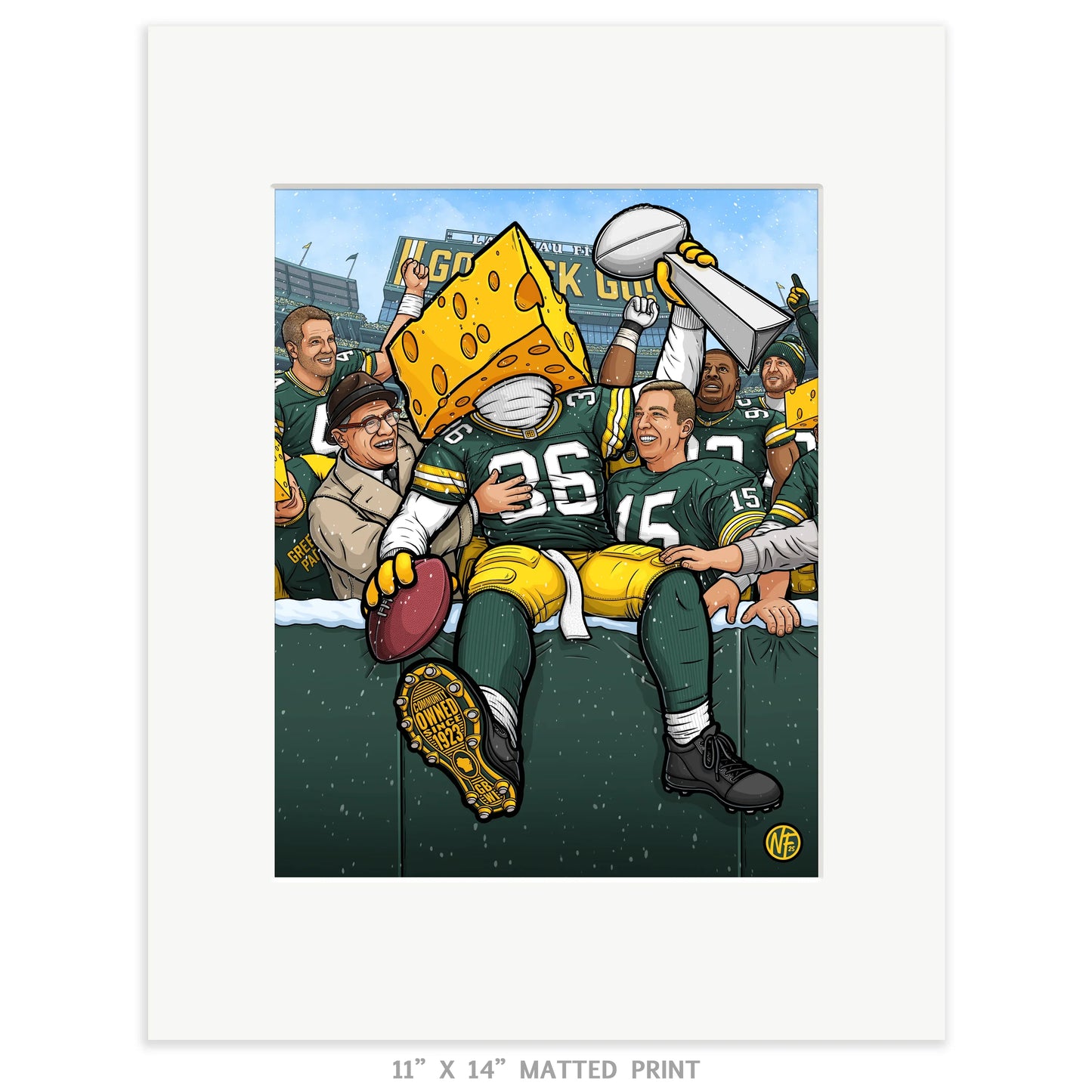"The Leap" Green Bay Football Print - Nick Fasnacht Illustration & Design