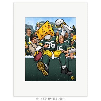 "The Leap" Green Bay Football Print - Nick Fasnacht Illustration & Design