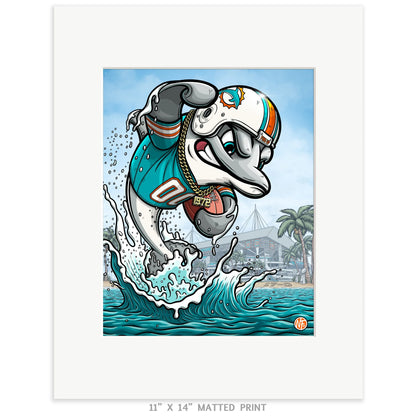 "Fins Up!" Miami Dolphins Limited Edition Print - Nick Fasnacht Illustration & Design