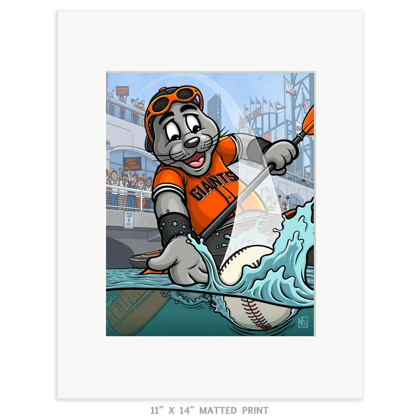 "Splash Hit" San Francisco Baseball Limited Edition Print - Nick Fasnacht Illustration & Design