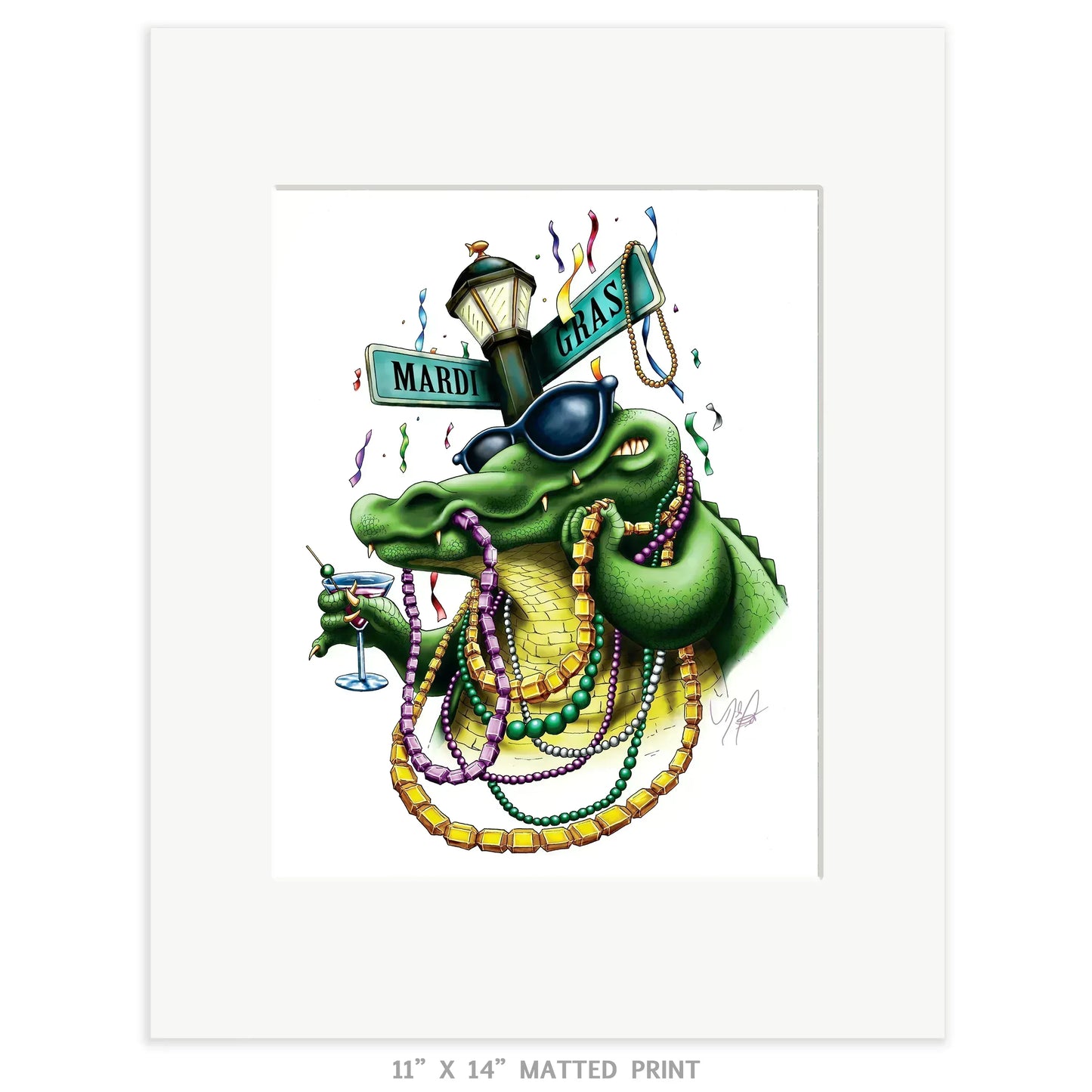 "Mardis Gras Gator" Limited Edition Print - Nick Fasnacht Illustration & Design