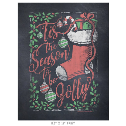 "Tis the Season" Christmas Chalkboard Print - Nick Fasnacht Illustration & Design