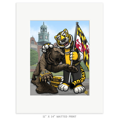 "Fight! Fight! Tigers Fight!" Towson University Limited Edition Print - Nick Fasnacht Illustration & Design