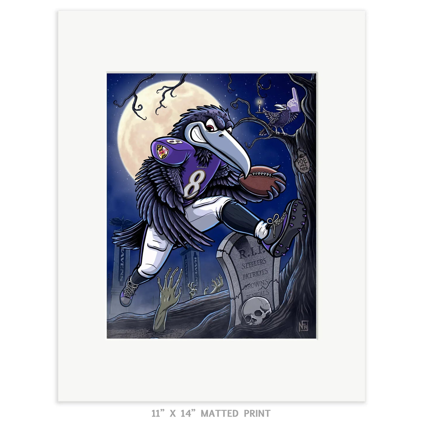 "Nevermore" Ravens Football Limited Edition Print - Nick Fasnacht Illustration & Design
