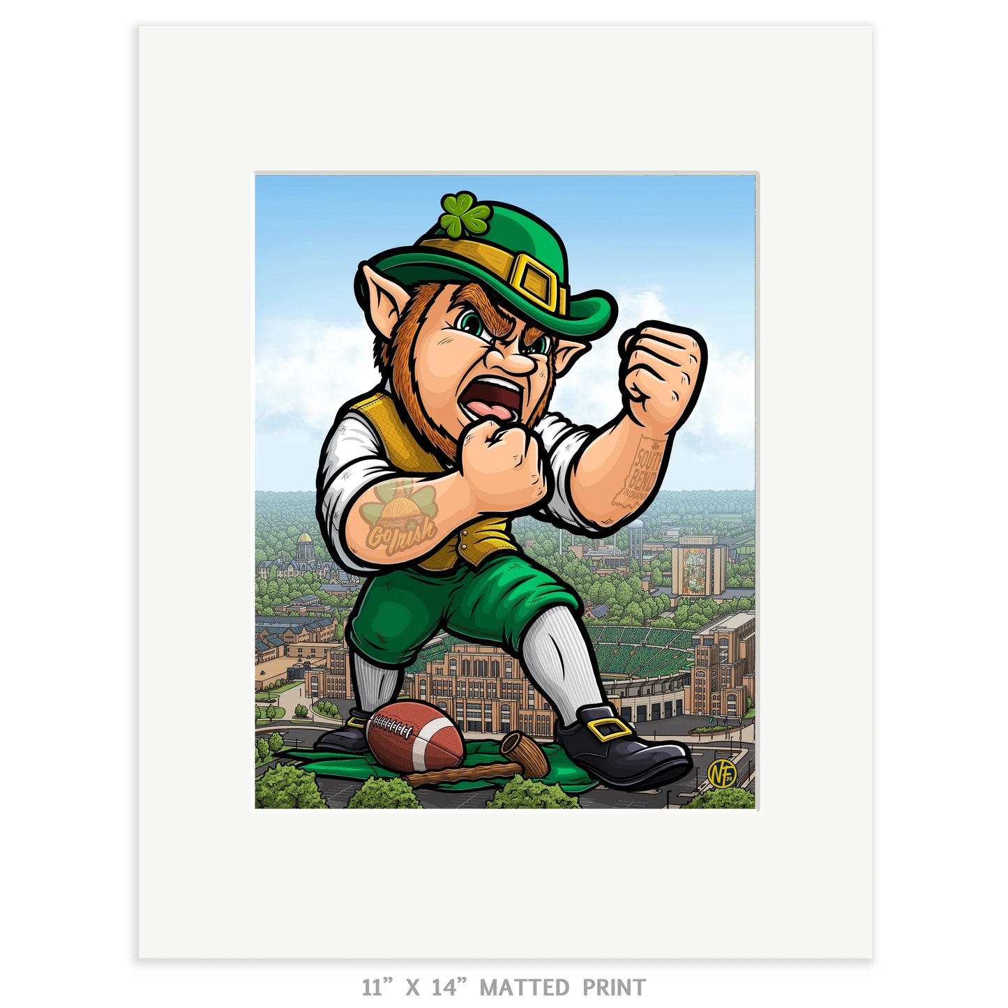 "Go Irish!" University of Notre Dame Limited Edition Print - Nick Fasnacht Illustration & Design