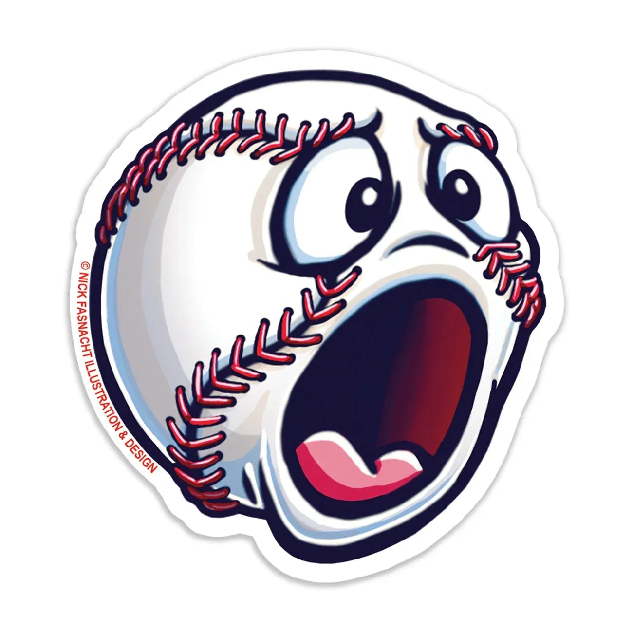 Baseball Die Cut Vinyl Sticker - Nick Fasnacht Illustration & Design