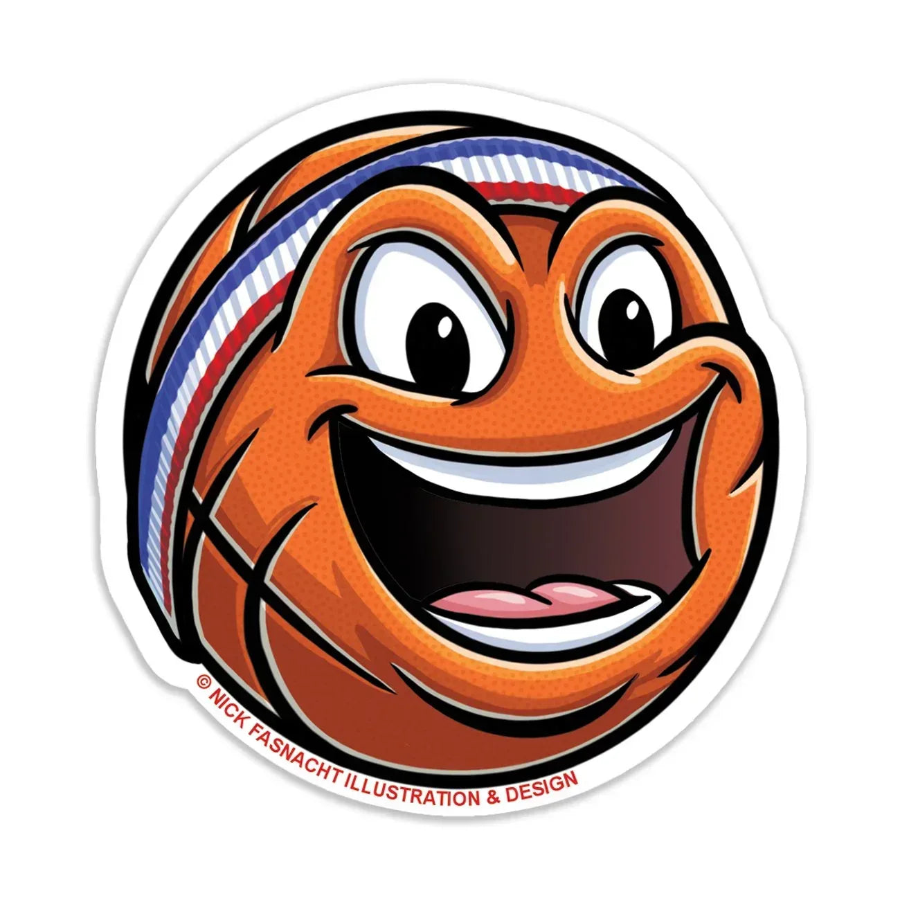 Basketball Die Cut Vinyl Sticker - Nick Fasnacht Illustration & Design