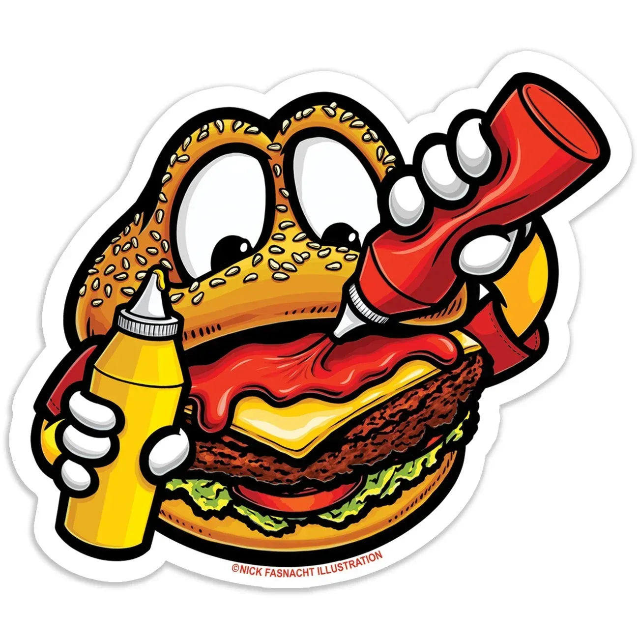 Cheeseburger Die Cut Vinyl Sticker - Nick Fasnacht Illustration & Design