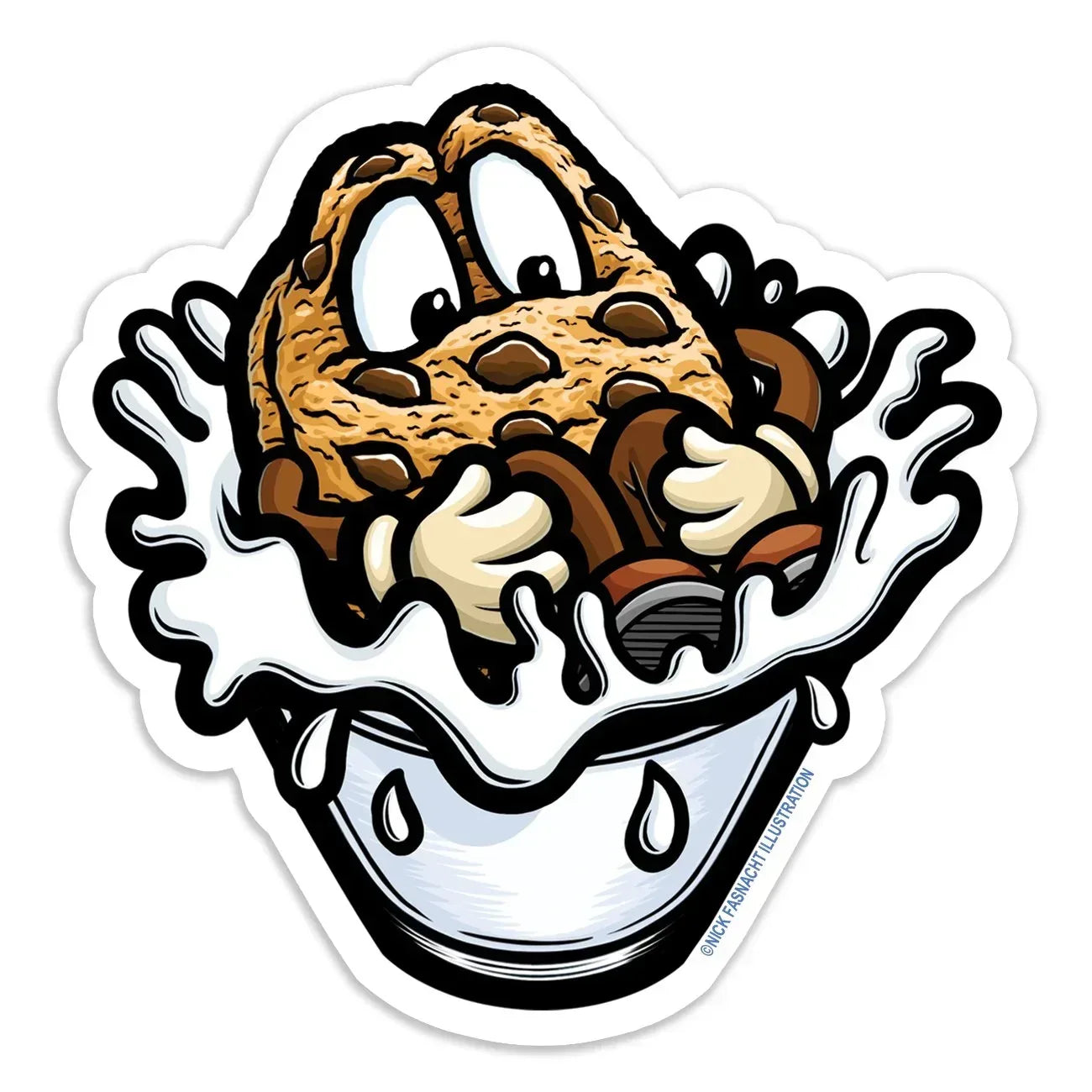Cookie and Milk Die Cut Vinyl Sticker - Nick Fasnacht Illustration & Design
