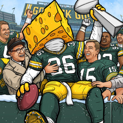 "The Leap" Green Bay Football Print - Nick Fasnacht Illustration & Design