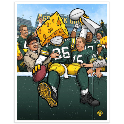 "The Leap" Green Bay Football Print - Nick Fasnacht Illustration & Design