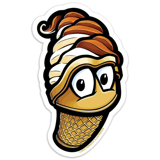 Ice Cream Cone Die Cut Vinyl Sticker - Nick Fasnacht Illustration & Design