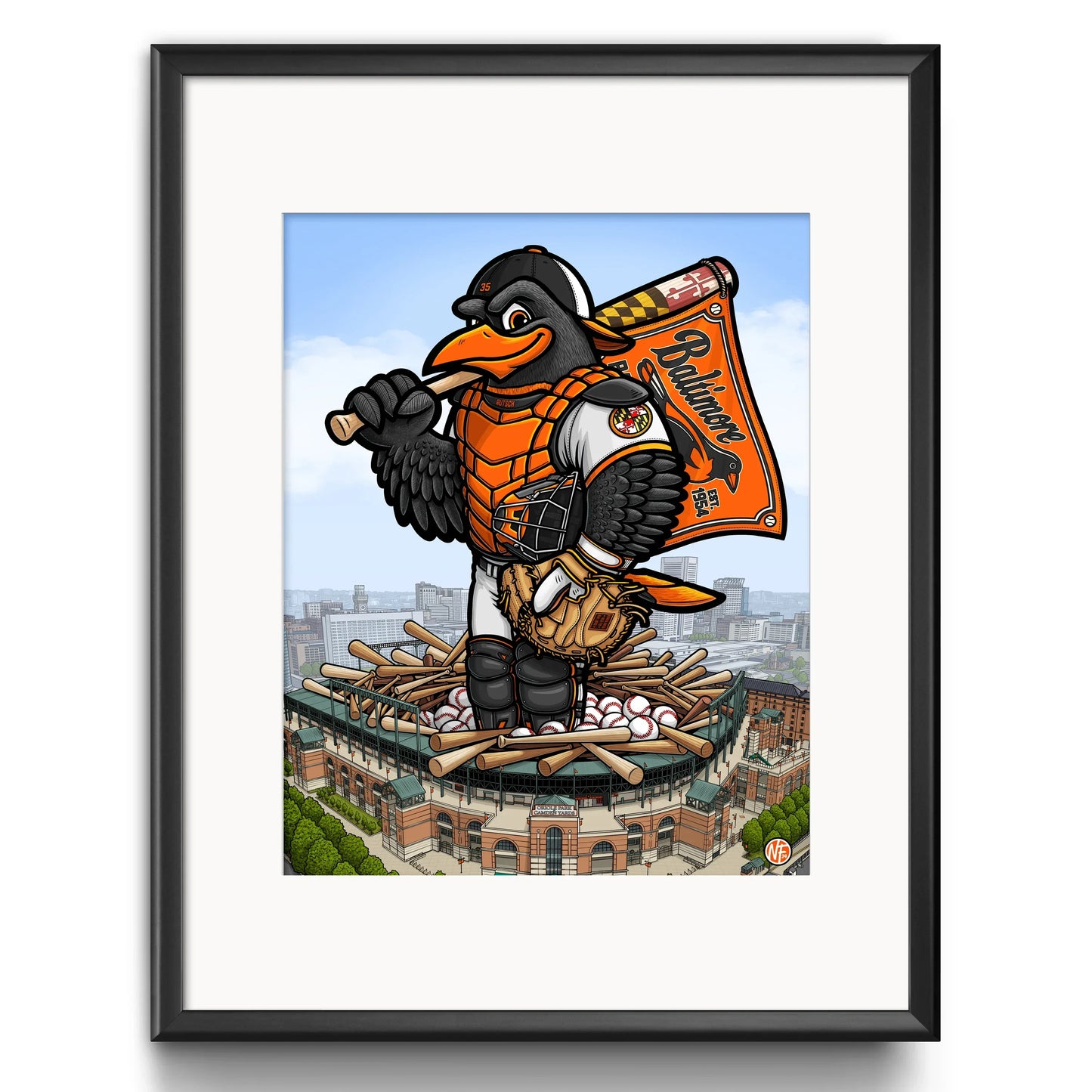 "The Bird's Nest " Baltimore Baseball Limited Edition Print - Nick Fasnacht Illustration & Design