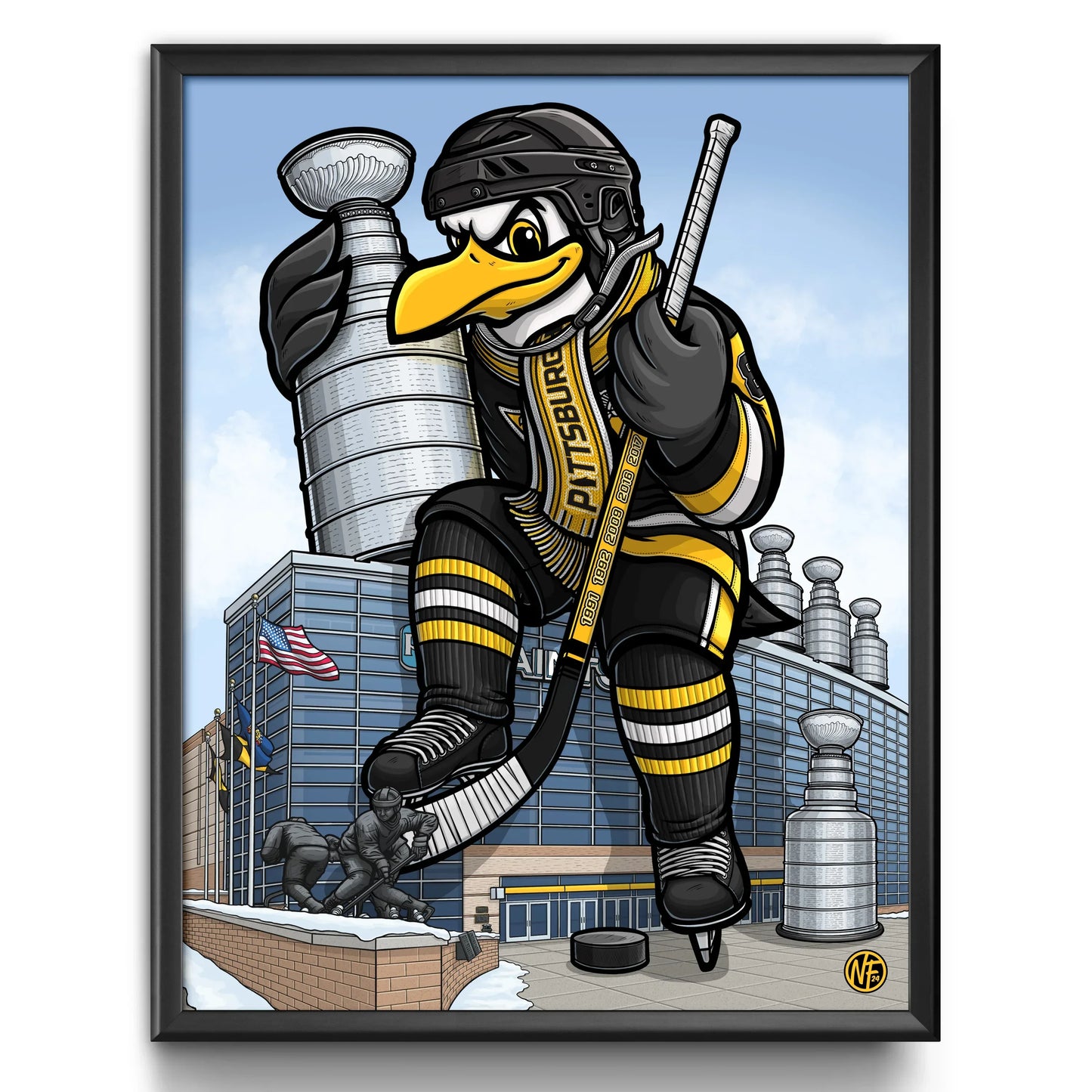"Let's Go Pens!" Hockey Limited Edition Print - Nick Fasnacht Illustration & Design