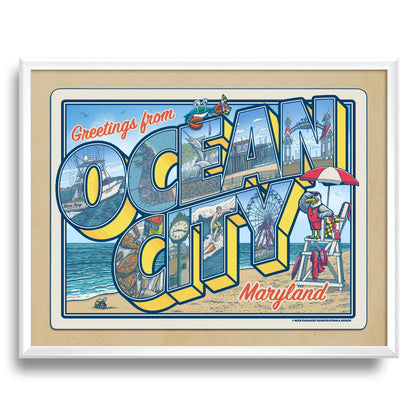 Ocean City, Maryland Vintage Postcard Limited Edition Print - Nick Fasnacht Illustration & Design