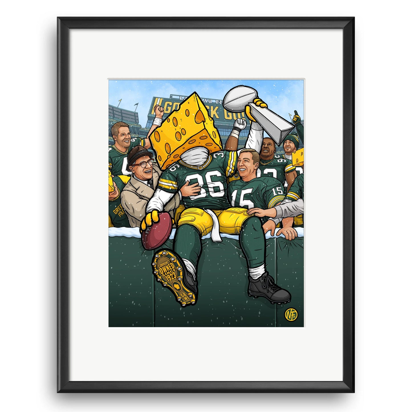 "The Leap" Green Bay Football Print - Nick Fasnacht Illustration & Design