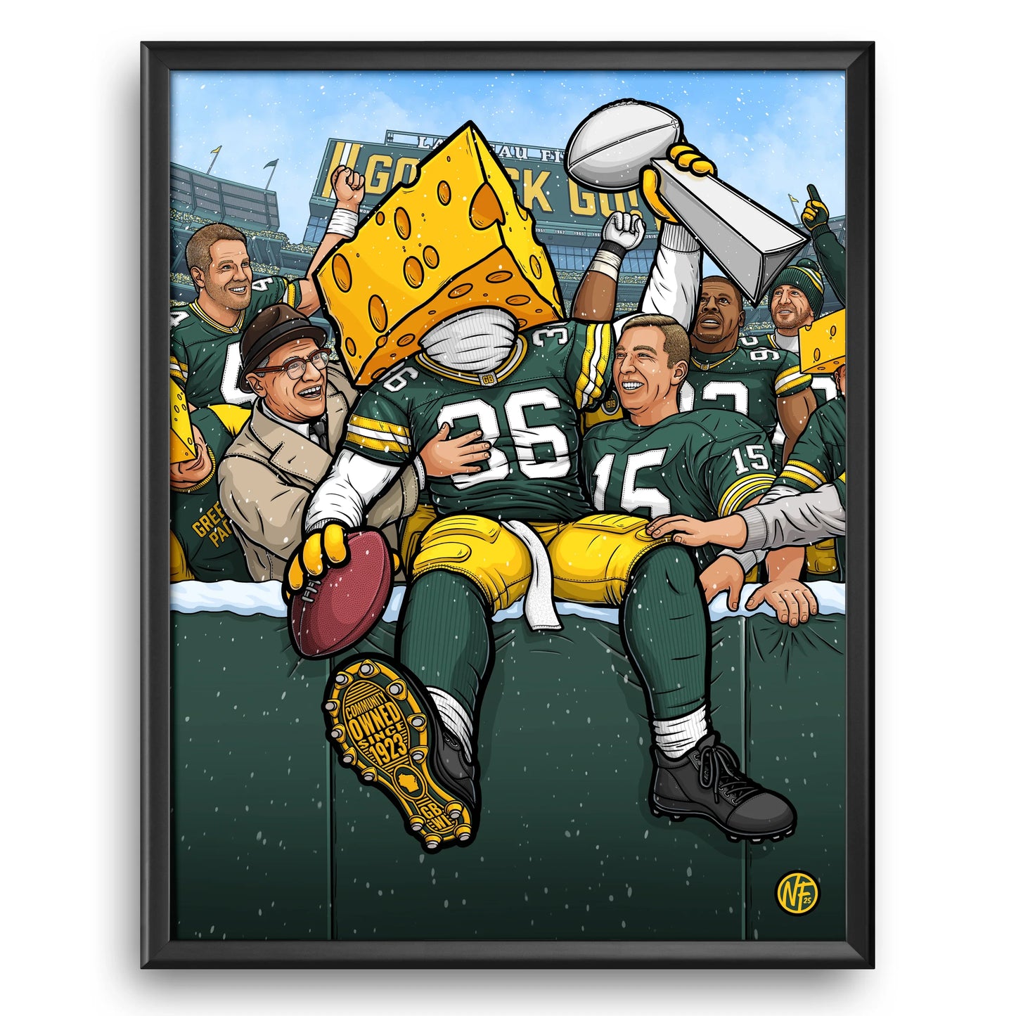 "The Leap" Green Bay Football Print - Nick Fasnacht Illustration & Design