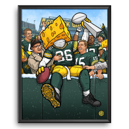 "The Leap" Green Bay Football Print - Nick Fasnacht Illustration & Design