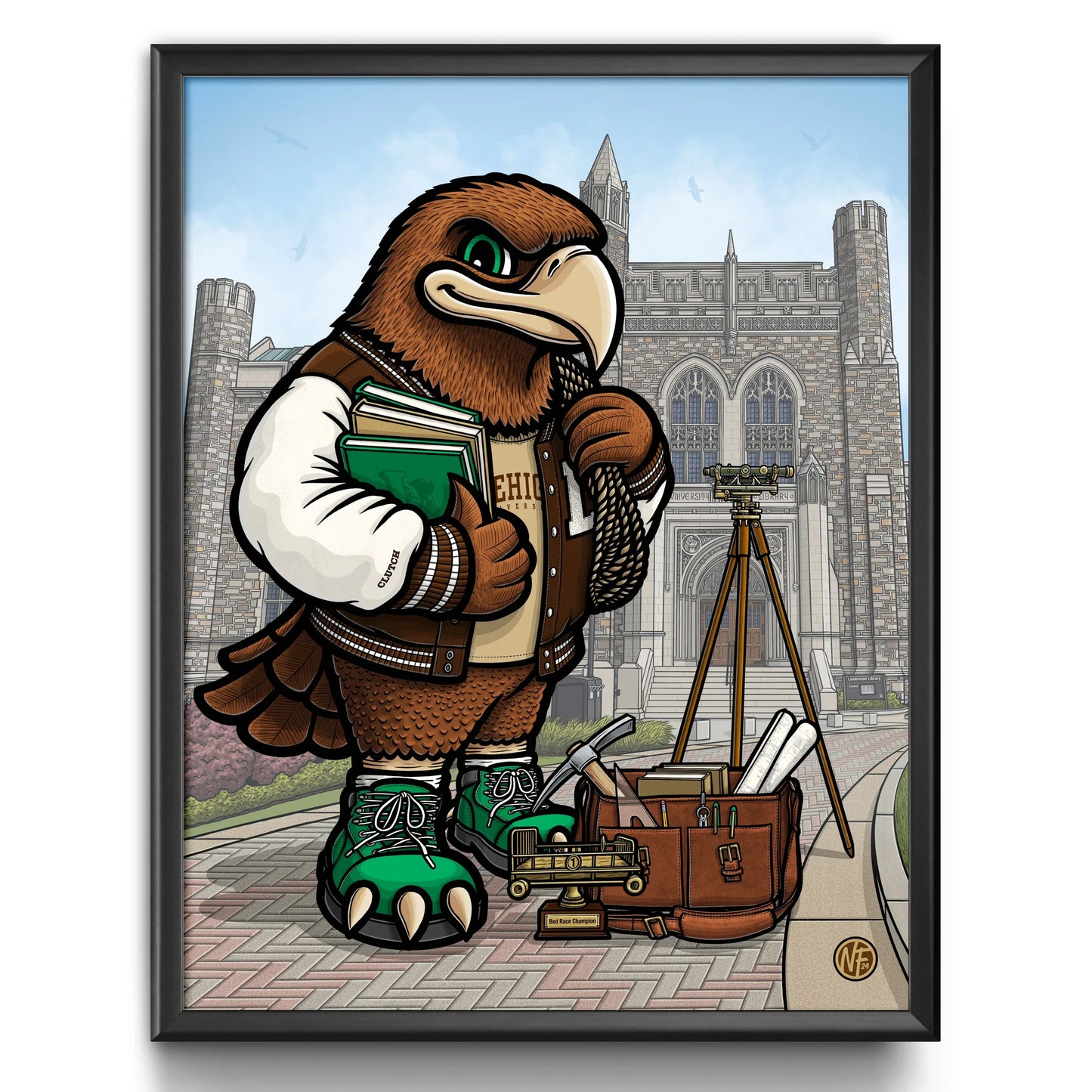 "The Brown and White" Lehigh University Limited Edition Print - Nick Fasnacht Illustration & Design