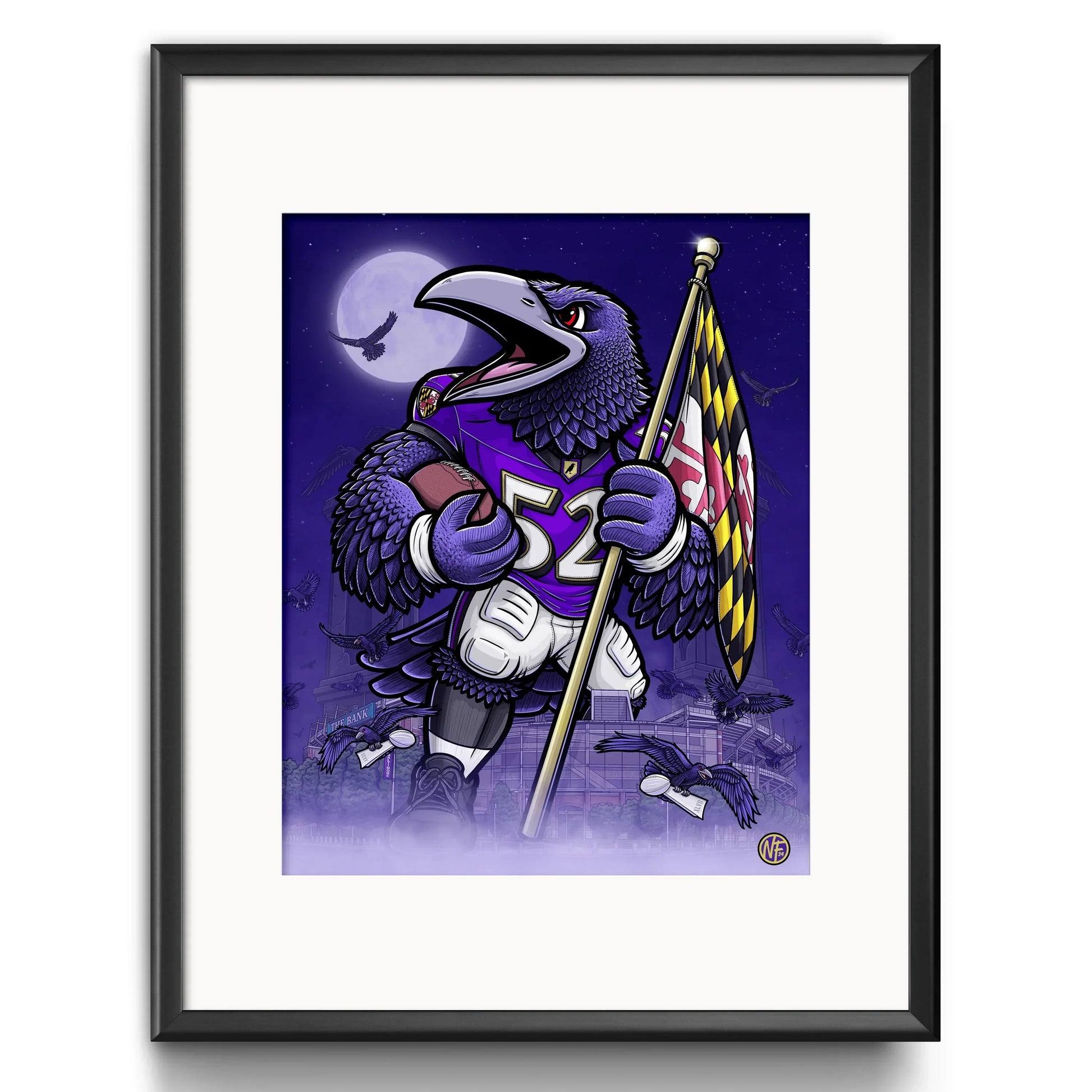 "Flock" Baltimore Ravens Limited Edition Print - Nick Fasnacht Illustration & Design