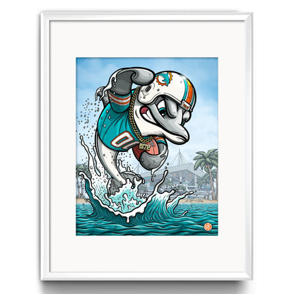 "Fins Up!" Miami Dolphins Limited Edition Print - Nick Fasnacht Illustration & Design