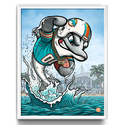 "Fins Up!" Miami Dolphins Limited Edition Print - Nick Fasnacht Illustration & Design