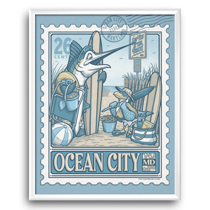 Ocean City, Maryland Vintage Stamp Limited Edition Print