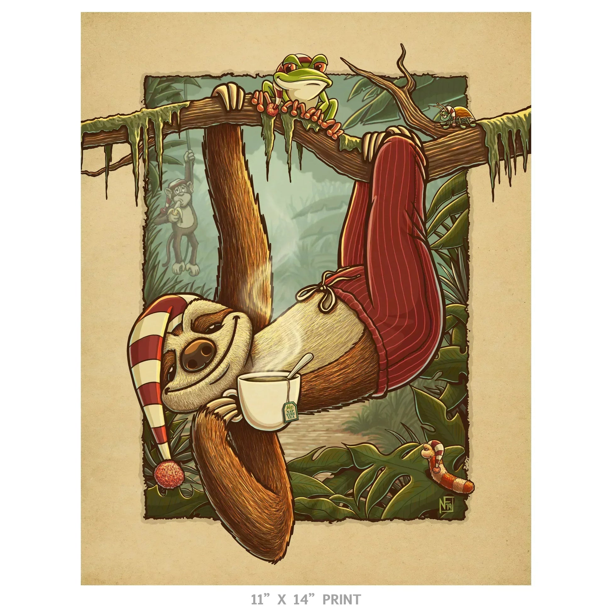 "Nap Time" Sloth Limited Edition Print - Nick Fasnacht Illustration & Design