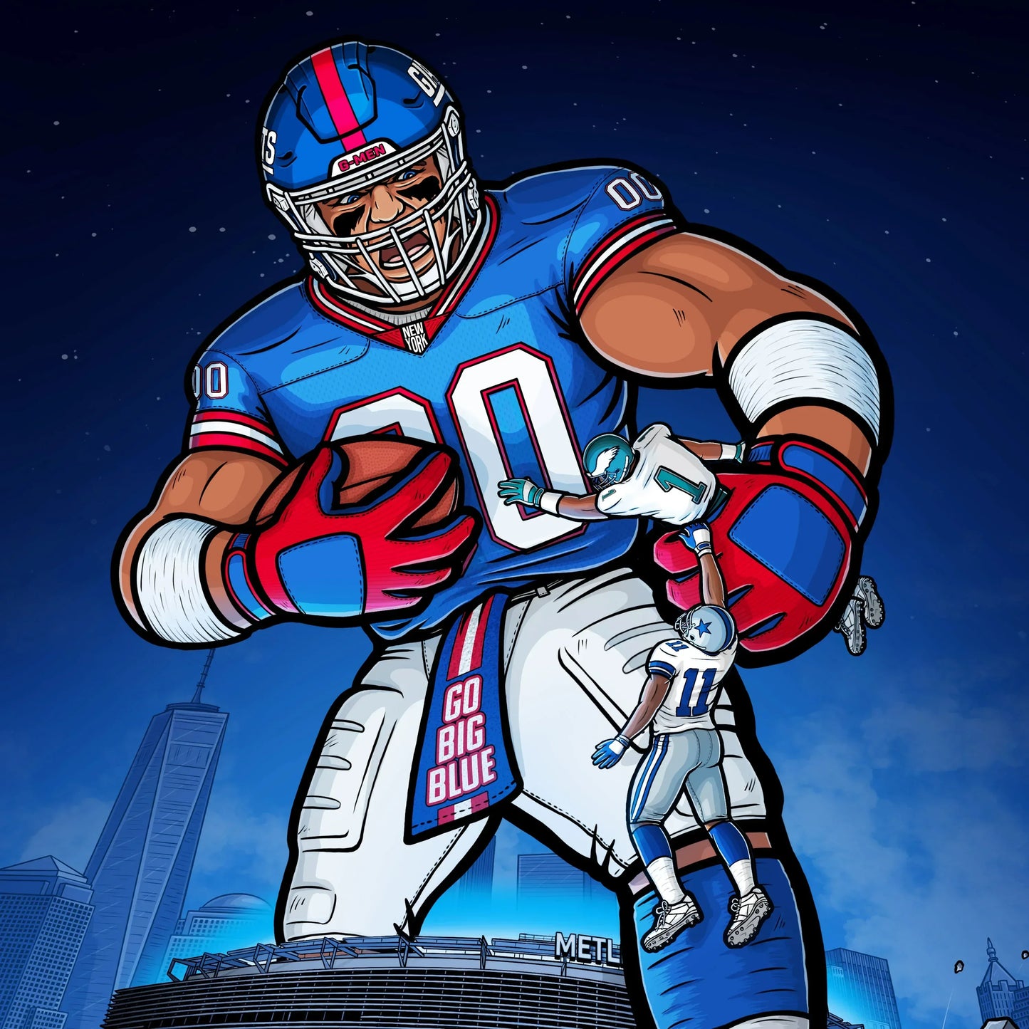 "Big Blue" New York Giants Football Limited Edition Print - Nick Fasnacht Illustration & Design