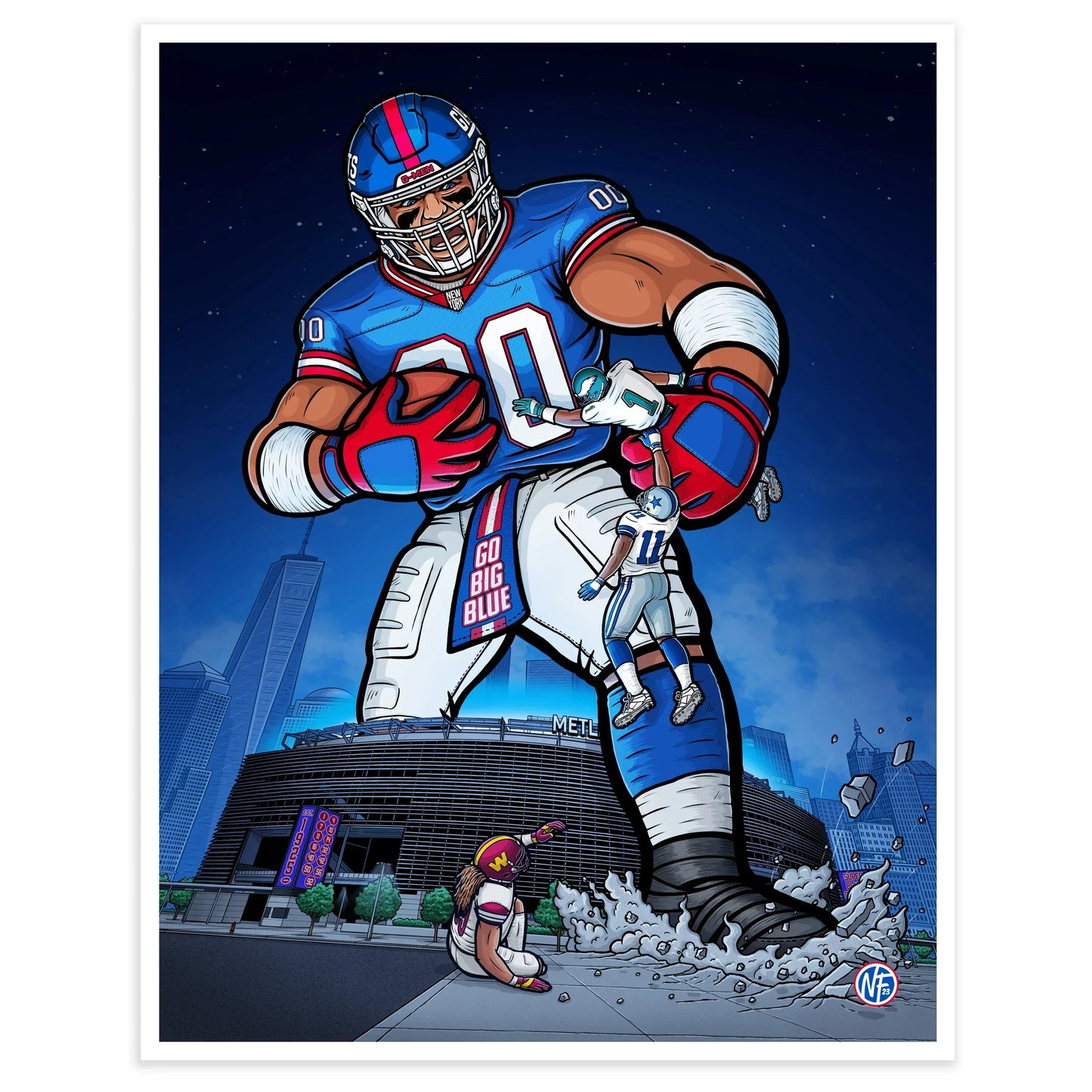 "Big Blue" New York Giants Football Limited Edition Print - Nick Fasnacht Illustration & Design