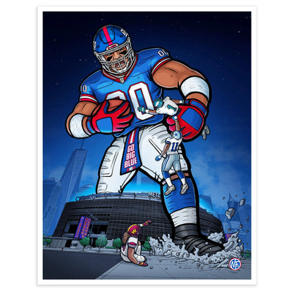 "Big Blue" New York Giants Football Limited Edition Print - Nick Fasnacht Illustration & Design