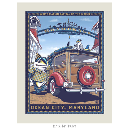"OCMD" Ocean City, MD Limited Edition Print - Nick Fasnacht Illustration & Design