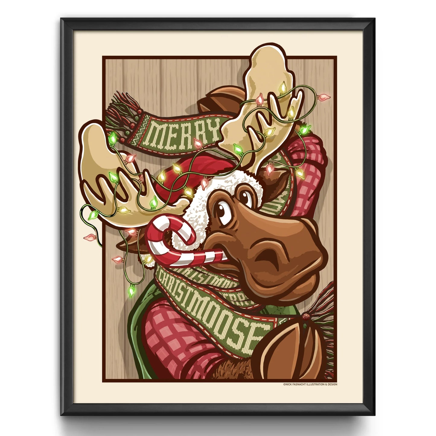 "Merry ChristMOOSE" Christmas Print - Nick Fasnacht Illustration & Design